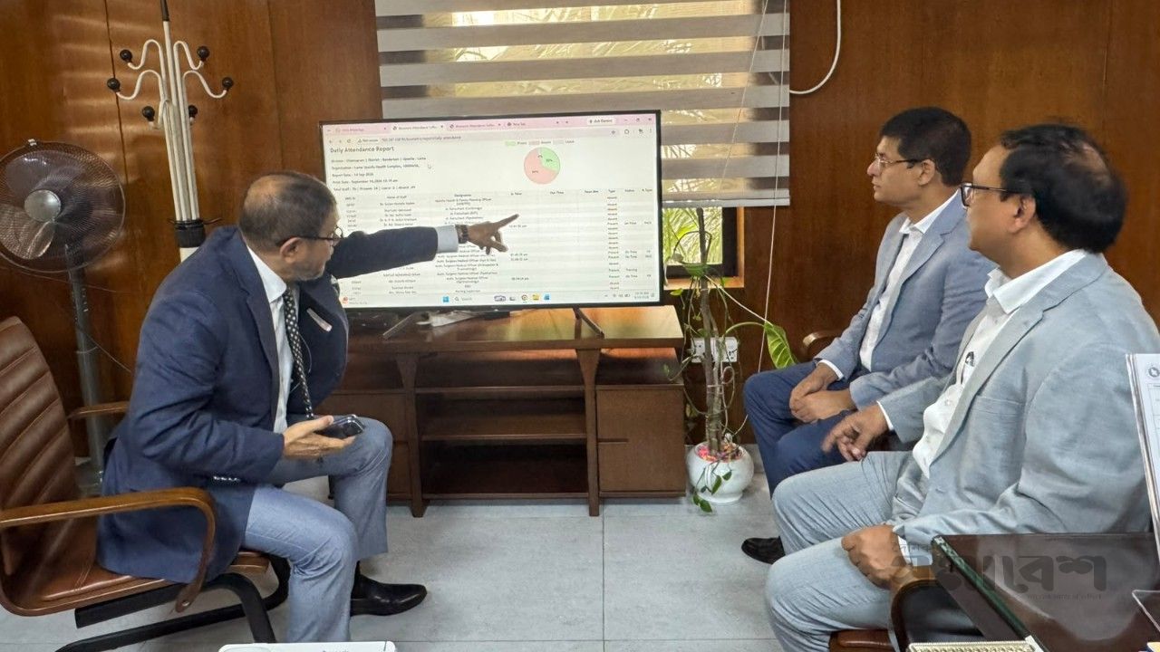 ডিজিটাল হাজিরায় স্বাস্থ্যকর্মীদের উপস্থিতি মনিটরিং করলেন স্বাস্থ্যমন্ত্রী